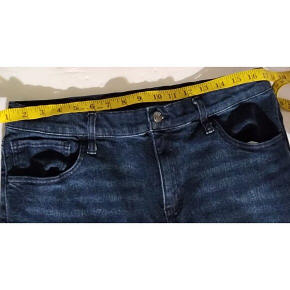 Express Womens Dark Wash Jeans Size 16 Mid-Rise Straight Leg Stretch Denim - Picture 5 of 7